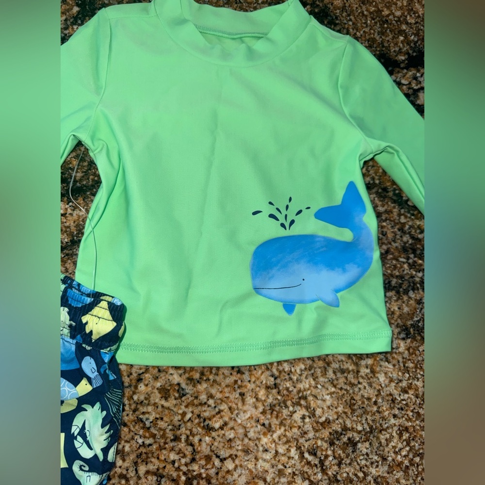 Carter's Green and Blue Whale Rashguard Set - Picture 2 of 6